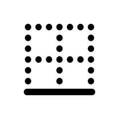 Illustration of a grid like pattern composed of black circles with a horizontal bar at the bottom edge