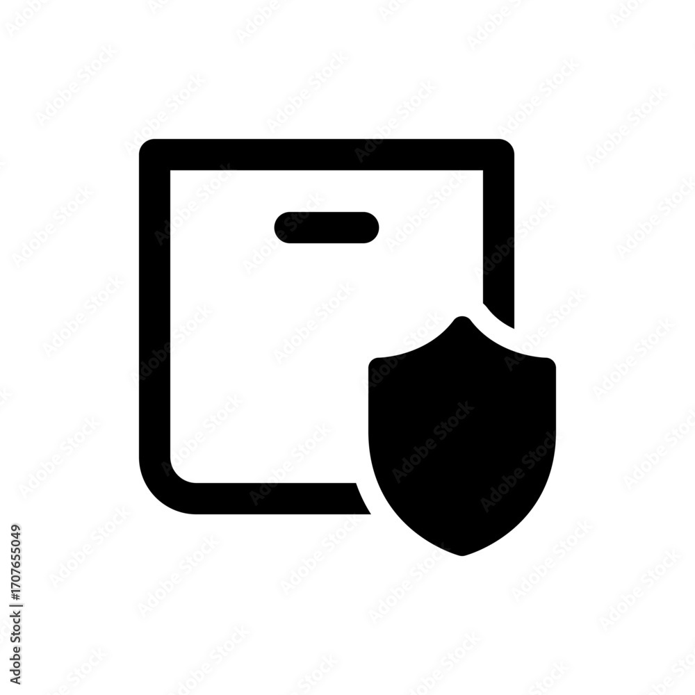 Poster a black and white icon showing a file cabinet with a shield in front of it indicating data protectio