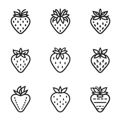 Strawberry line art sweet juicy fruit illustration