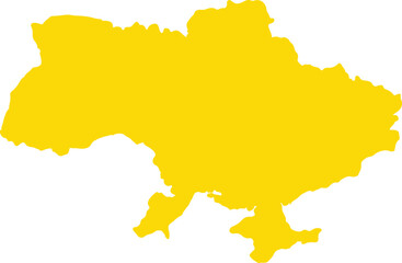 Yellow Silhouette of Ukraine Map on White Background country