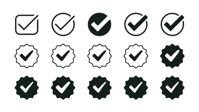 Verified check mark icons symbolize trust and approval online now
