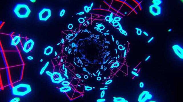 Cyan and Pink Digital Fantastic Abstract Corridor Background VJ Loop in 4K - Powered by Adobe