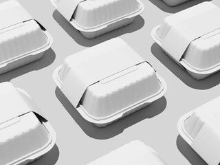 White Blank Burger Food Packaging Box Mockup Top View 3D Rendering Fast Food Takeaway