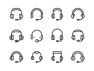 Tech Support Headset Line Art Illustration