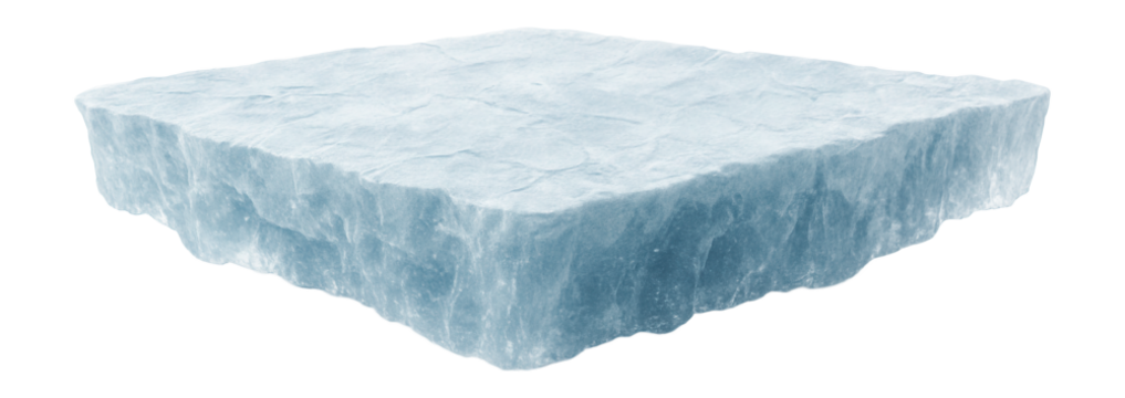 Flat, wide ice edge with rough texture