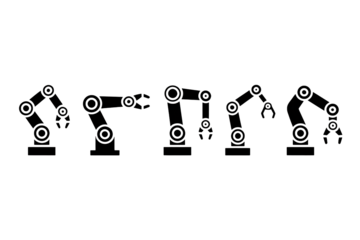 Robotic arm outlines demonstrating industrial precision and automation