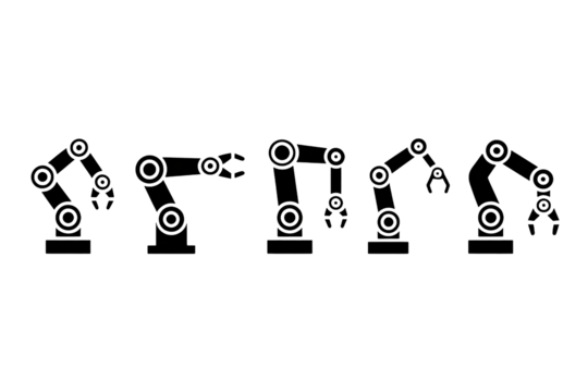 Robotic arm outlines demonstrating industrial precision and automation