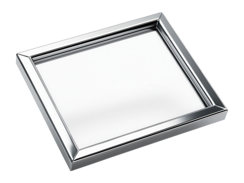 Rectangular chrome frame with a polished surface and sleek design