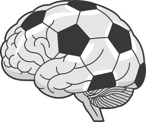 Obraz premium Illustration of a brain with a soccer ball superimposed, showcasing a possible connection between sports and cognitive function. football ilustration