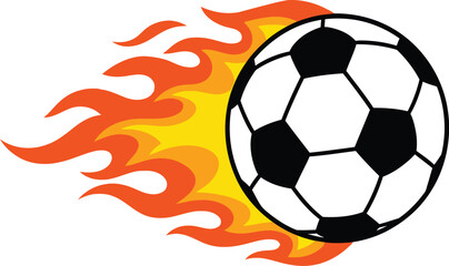 Fototapeta premium Fiery soccer ball in motion, blazing trail. football ilustration
