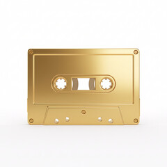 Obraz premium A golden audio cassette, a glossy metallic surface, a symbol of music and technology,