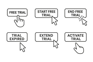 Interactive icons for free trial start, end, and extension buttons