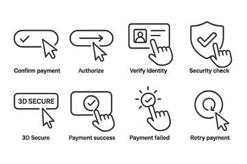 Fototapeta premium Set of security icons for payment and identity verification