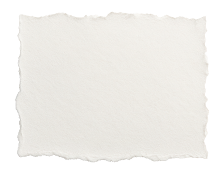 Torn piece of white paper with uneven edges