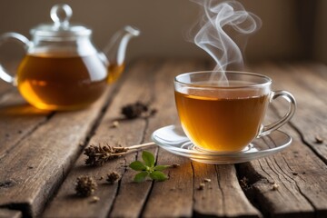 Rustic Wooden Table Tea Still Life