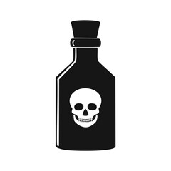Black bottle with skull and crossbones symbol poison