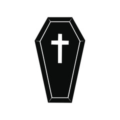 Black Coffin With White Cross Icon death funeral