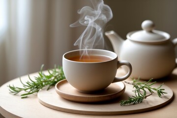 Fototapeta premium Steaming Tea with Rosemary