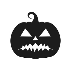 Black Halloween pumpkin silhouette with fierce expression