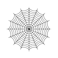 Obraz premium Black outline of a circular spider web Keywords: spider web, cobweb, arachnid, insect, nature