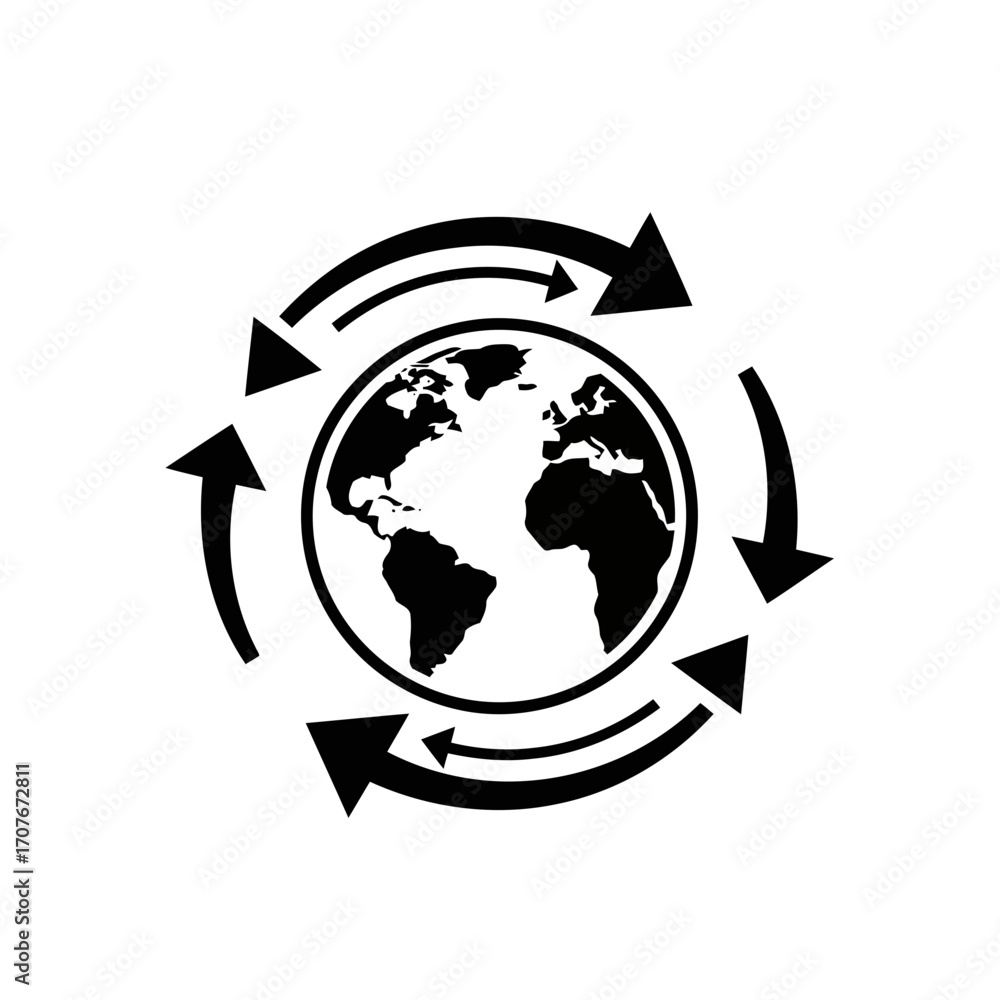 Poster circular arrows around earth globe vector icon for global concepts and ideas vector