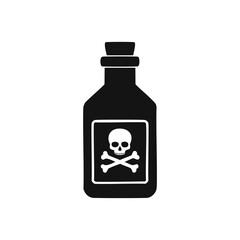 Black Poison Bottle Silhouette With Skull Symbol crossbones