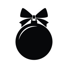 Black Silhouette Christmas Ornament with Bow Keywords: christmas, ornament, decoration, bow