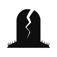 Black Silhouette Cracked Tombstone with Grass Keywords: tombstone, gravestone, grave, cemetery