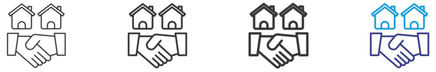 Agreement Set Illustration with Outline Style Variation Vectors