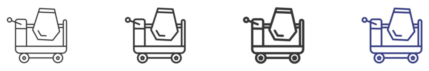 Mixer Truck Set Illustration with Outline Style Variation Vectors