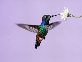 Fototapeta premium A breathtaking, ultra-high-speed photograph of a hummingbird hovering in mid-air