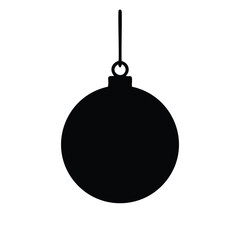 Black Silhouette of a Christmas Ornament Hanging on White