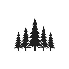 Black Silhouette of a Cluster of Pine Trees Keywords: pine trees, silhouette, black, forest