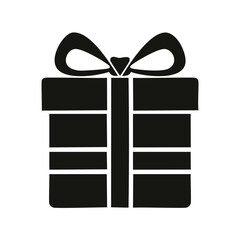 Black Silhouette of a Gift Box with a Bow present ribbon