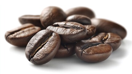 Obraz premium Roasted coffee beans with rich texture and warm tones, embodying the essence of artisanal coffee craftsmanship