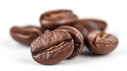 Obraz premium Roasted coffee beans with rich texture and warm tones, embodying the essence of artisanal coffee craftsmanship