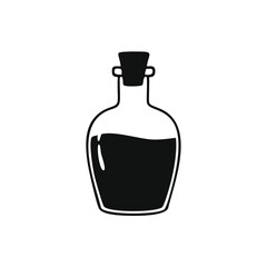 Black silhouette of a glass bottle with cork container