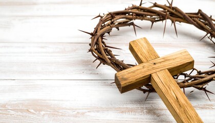 Crown of thorns and wooden cross (1)