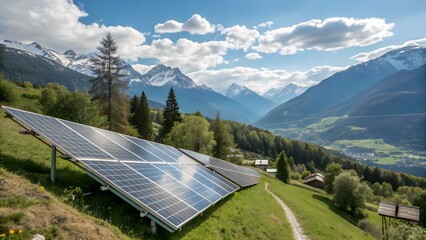 solar panels in the mountains