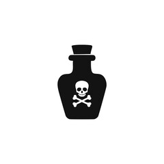 Black silhouette of a poison bottle with skull and crossbones