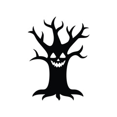 Black Silhouette of a Scary Halloween Tree spooky