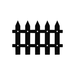 Black silhouette of a simple picket fence on a white background