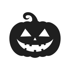 Black silhouette of a smiling Halloween pumpkin Keywords: pumpkin, silhouette, Halloween