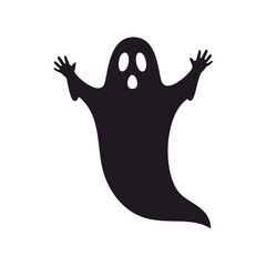 Black Silhouette of a Spooky Ghost with Open Arms halloween