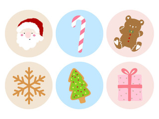 Template doodle label border tag set. Merry christmas and happy new year decoration.