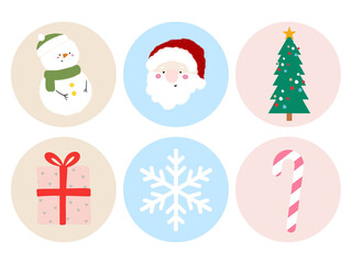 Template doodle label border tag set. Merry christmas and happy new year decoration.