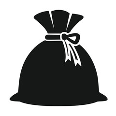 Black silhouette of a tied money bag or gift sack vector