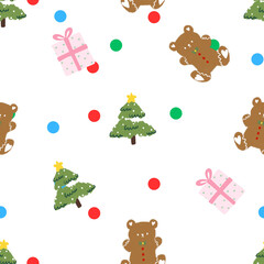 Naklejka premium Christmas holiday party repeat background modern minimalist style. Colorful illustration doodle cartoon style