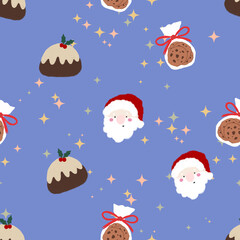 Christmas holiday party repeat background modern minimalist style. Colorful illustration doodle cartoon style