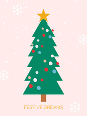 Template doodle greeting card poster set. Merry christmas and happy new year decoration.